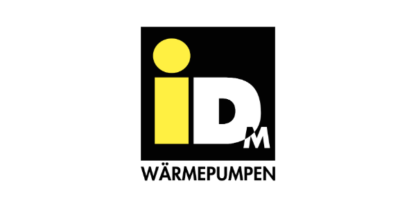 Ein schwarz-gelbes Logo für idm Wärmepumpen