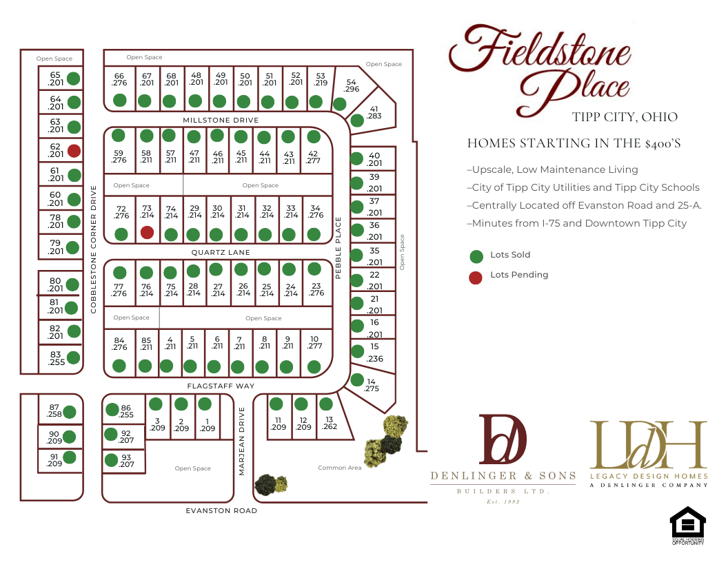 A map of a residential development called fieldstone place