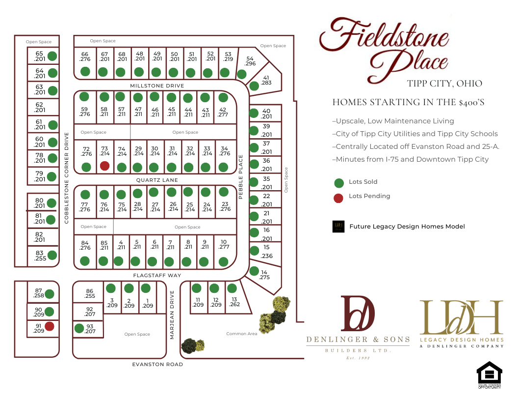 A map of a residential development called fieldstone place