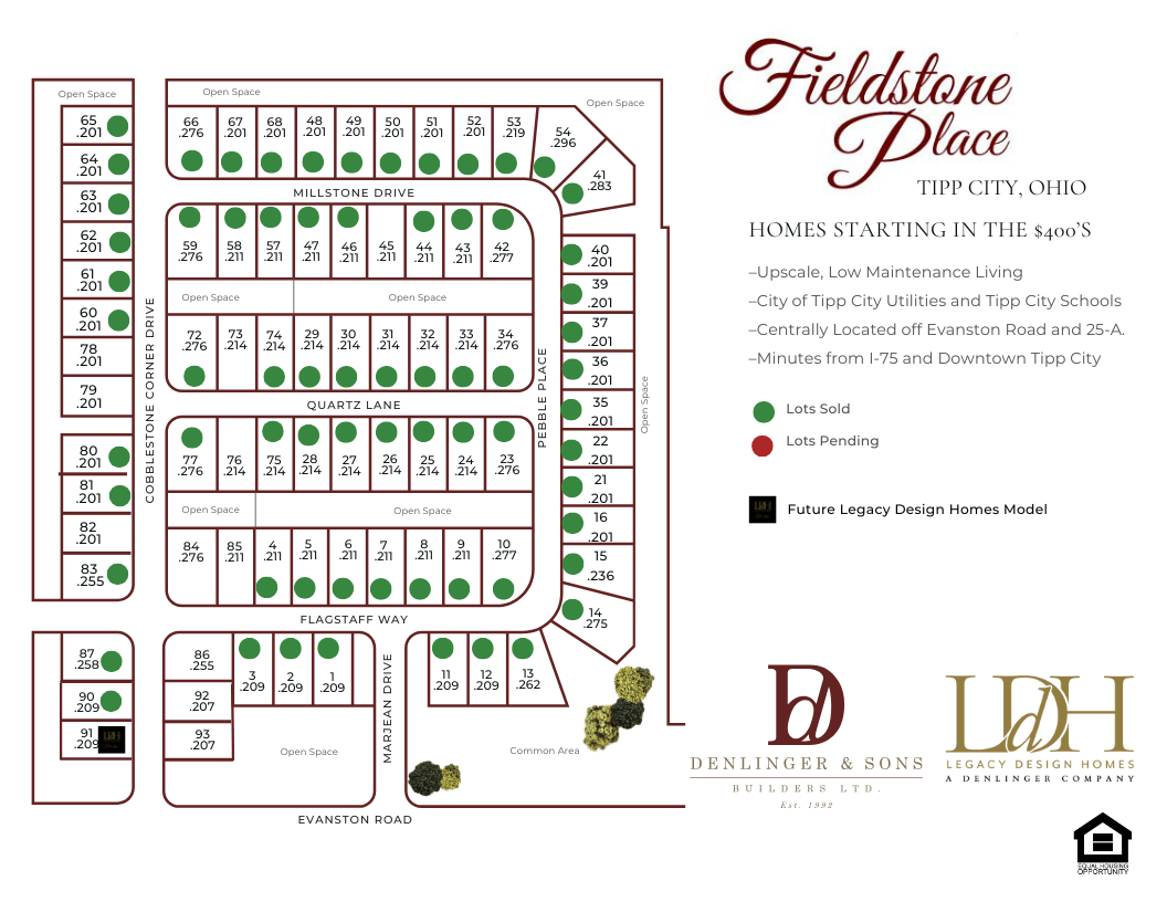 A map of a residential development called fieldstone place