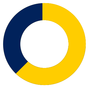 Donut chart, approximately 70% yellow and 30% navy blue.