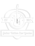 A black and white logo for a guitar festival in london.