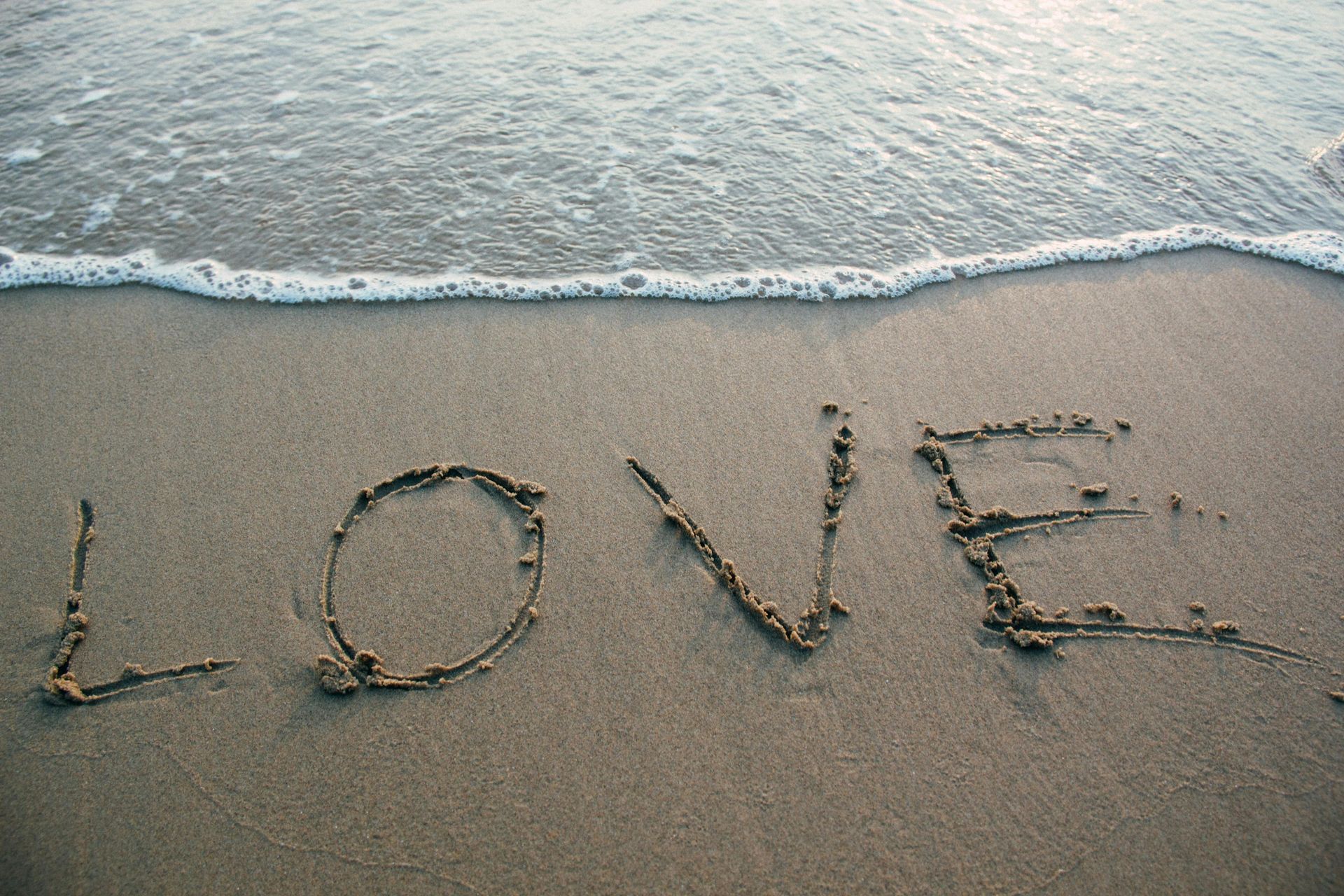 Love in sand on beach