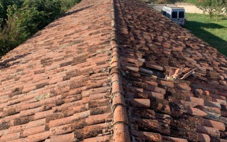 retajado con sustitución de tejas rotas por tejas nuevas en Palencia