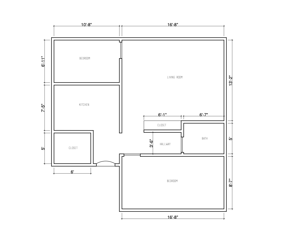 2 Bed, 2 Bath 1609 N Normandie Floor Plan