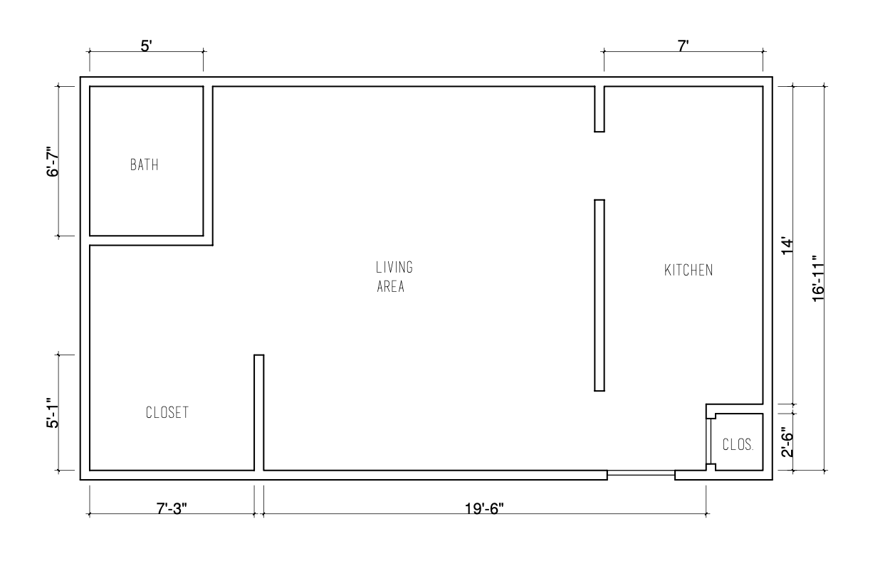 Studio, 1 Bath 1609 N Normandie Floor Plan 2