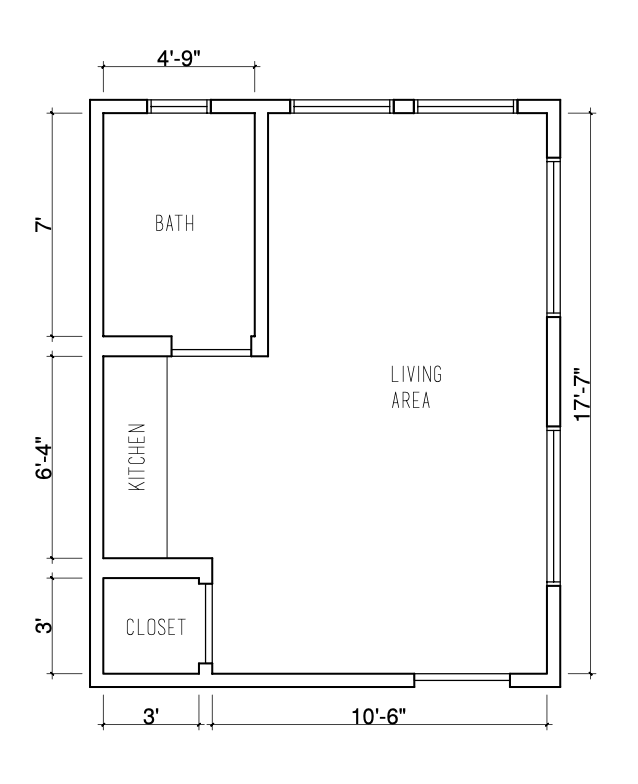 Studio, 1 Bath 1609 N Normandie Floor Plan 3