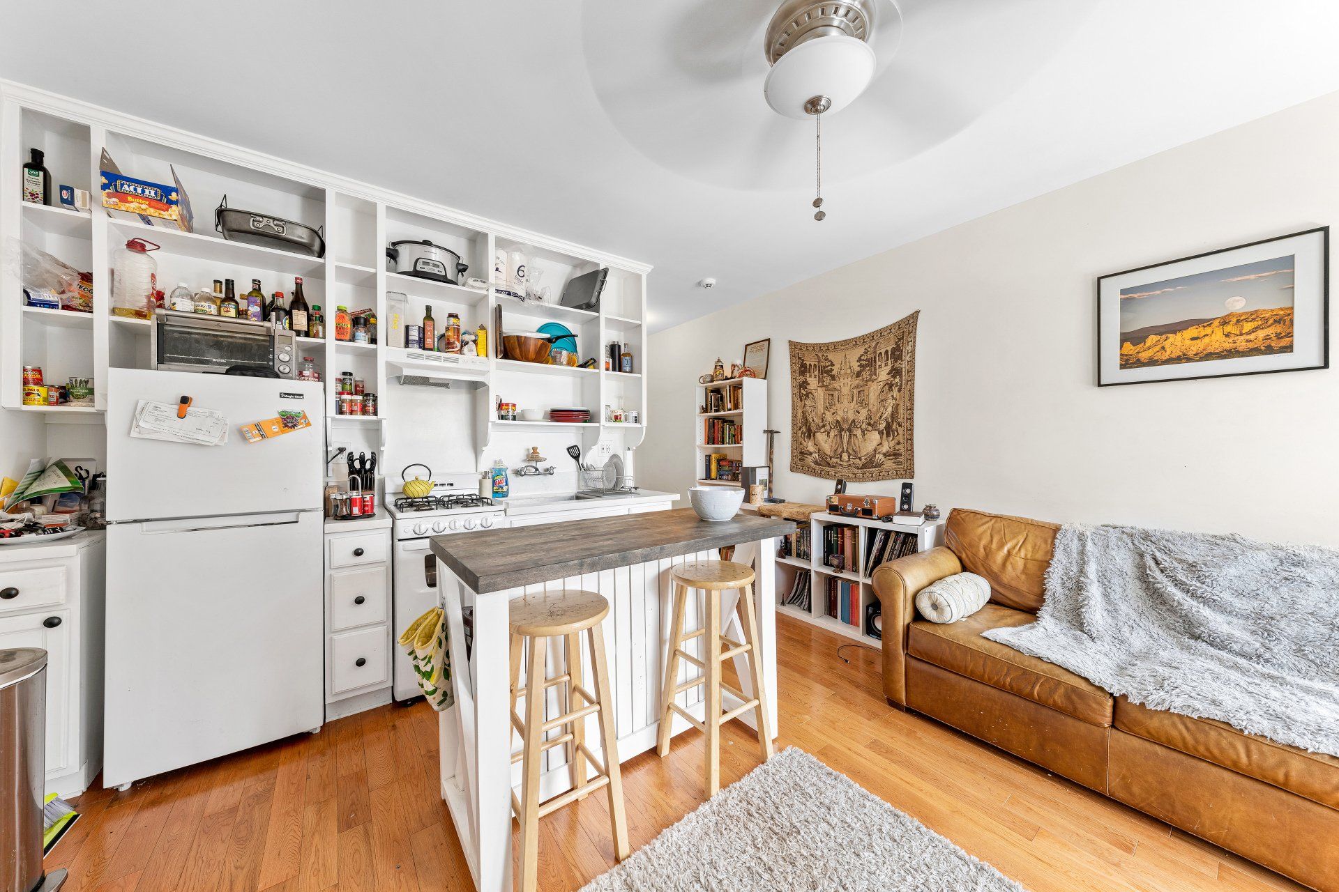 Francis Ave Apartment Kitchen with Bar Stools