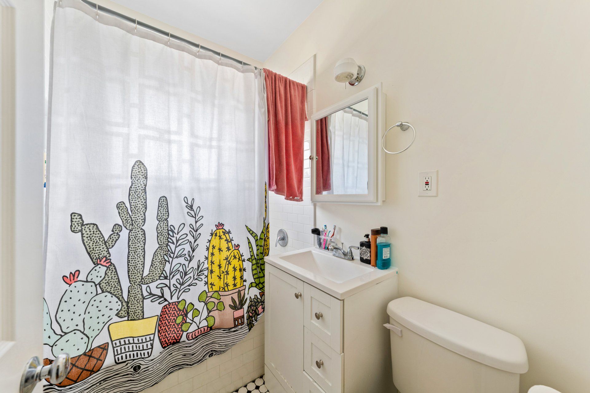 Francis Ave Apartment Bathroom with Shower Curtain