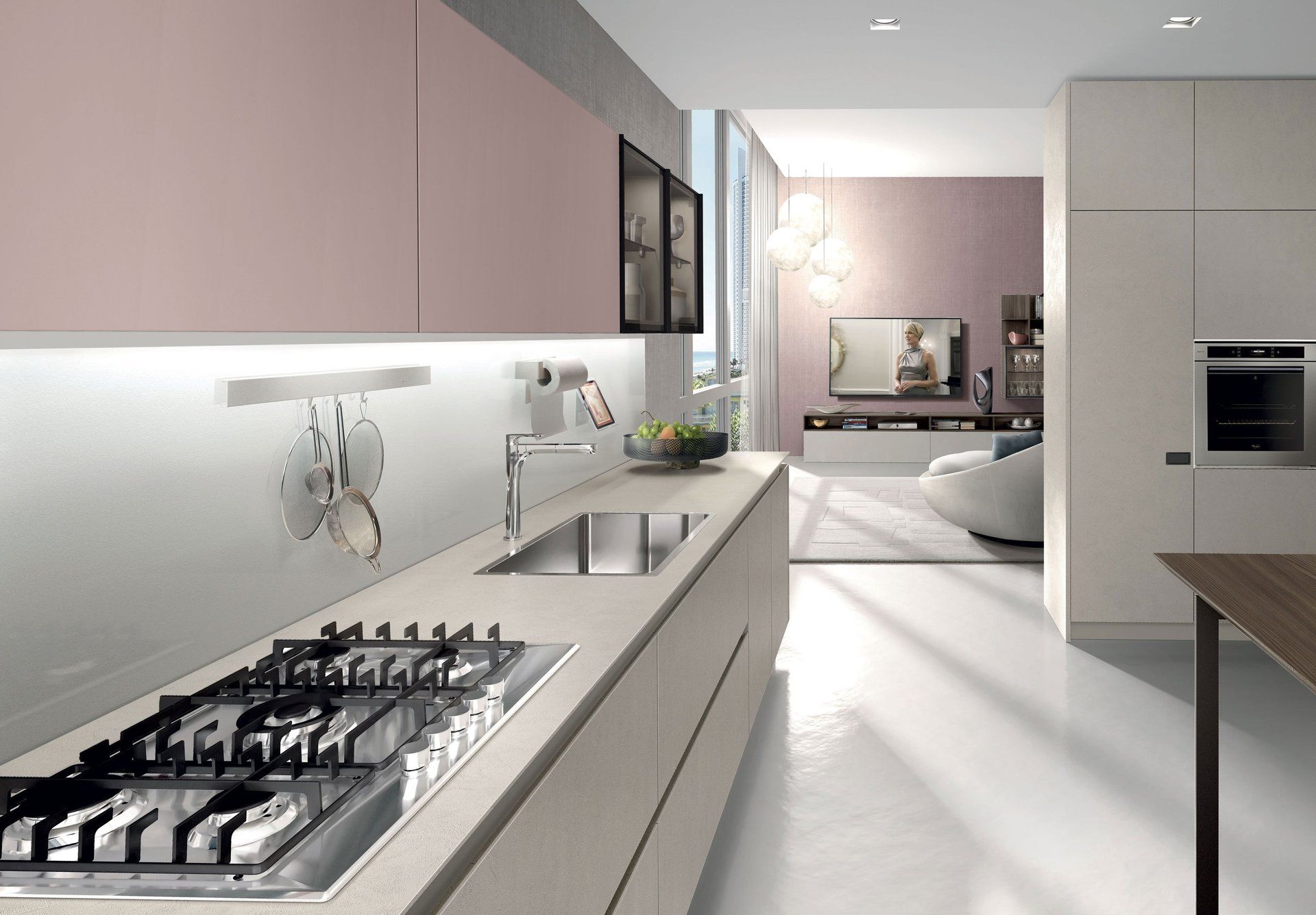 cucina con toni neutri