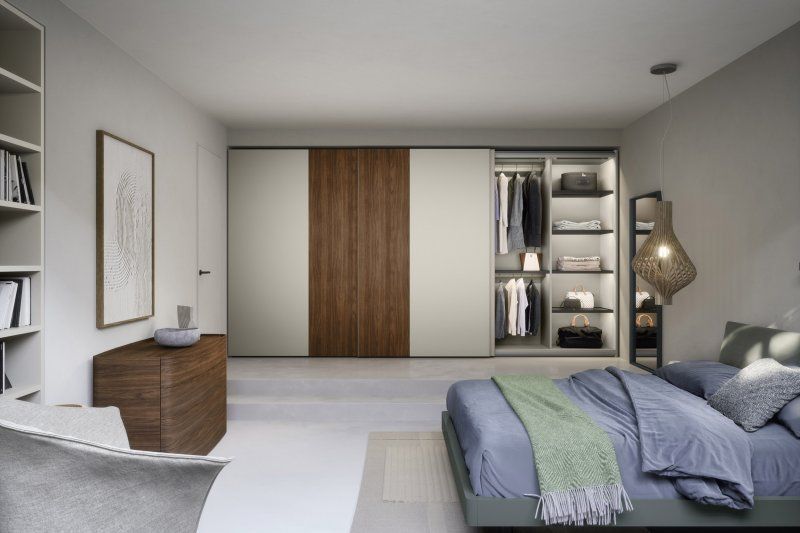 Camera da letto con inserti in legno