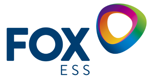 A logo for fox ess with a colorful circle in the middle
