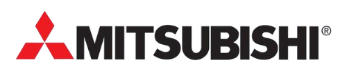 The mitsubishi logo is on a white background