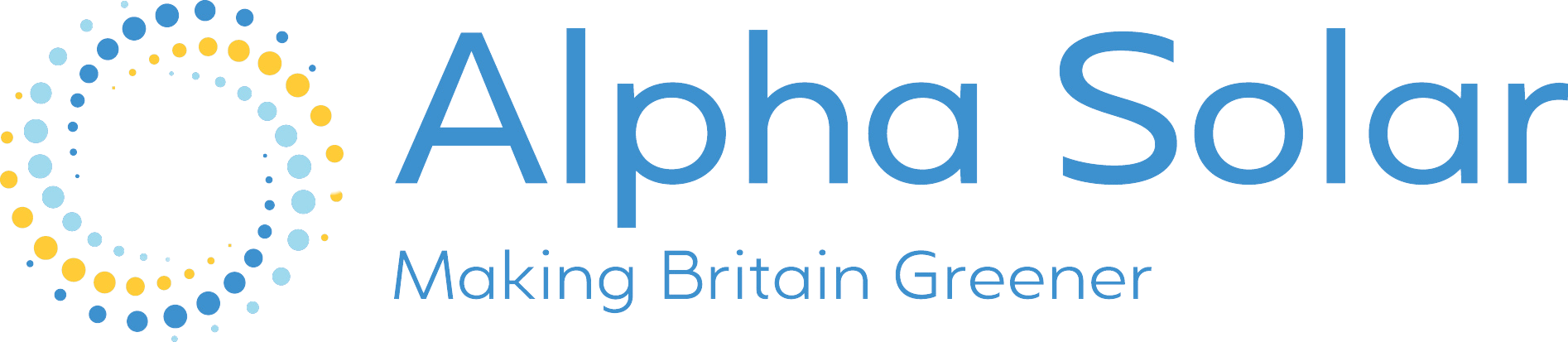 The logo for alpha solar making britain greener