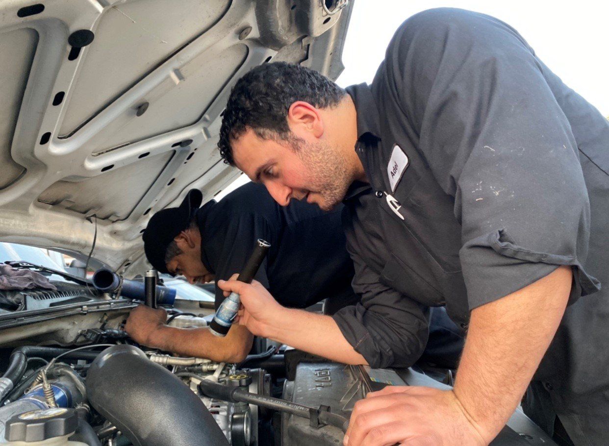 Two Mechanics Checking the Engine — Lake Forest, CA — V-Tech Automotive