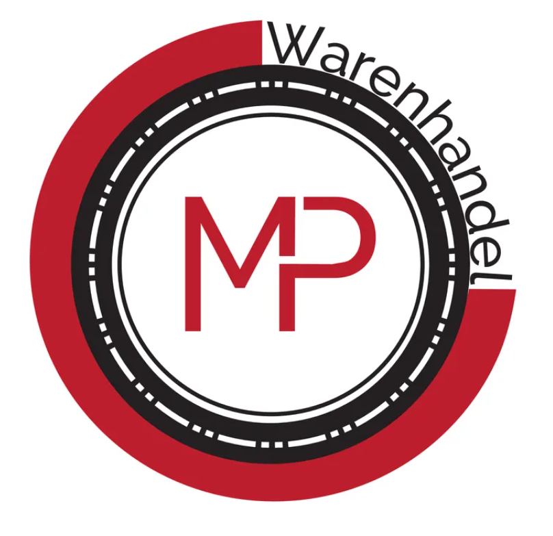 Ein rot-schwarzes Logo für Warenhandel MP