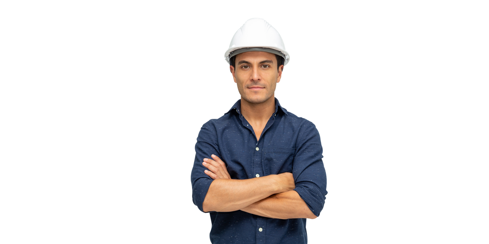 A man wearing a tool belt is giving a thumbs up