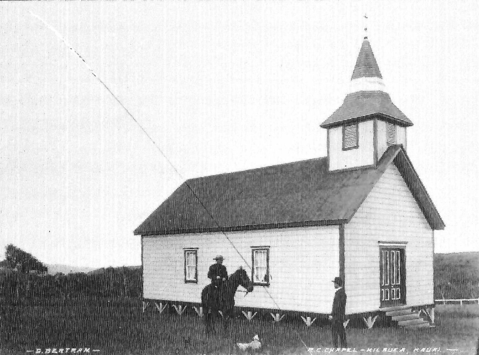Black and white photo of original St. Sylvester church
