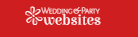 Wedding Party Websites logo on a red background with white floral icon and text