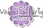 Purple badge reading “I’m Proud Wedding and Party network.com MEMBER”