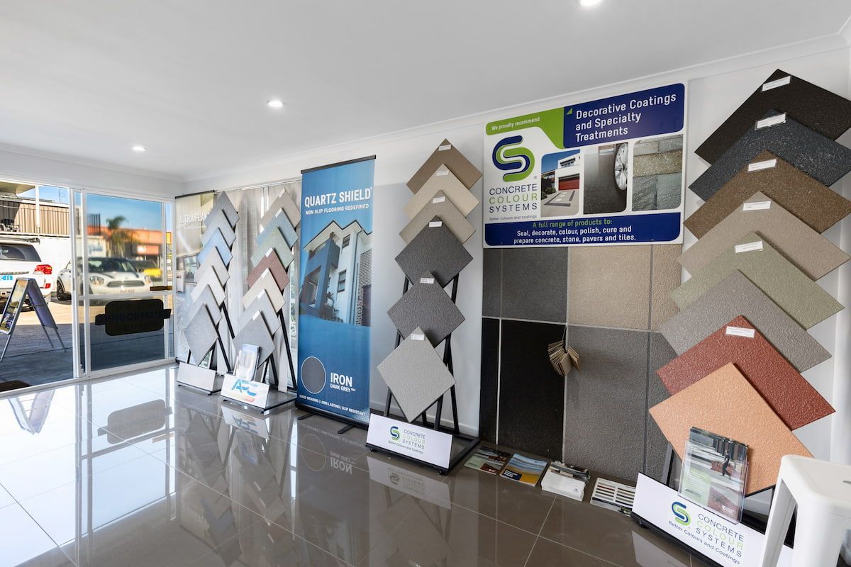 There Are Many Different Types of Tiles on Display in This Room — Fraser Coast Waterproofing in Pialba, QLD