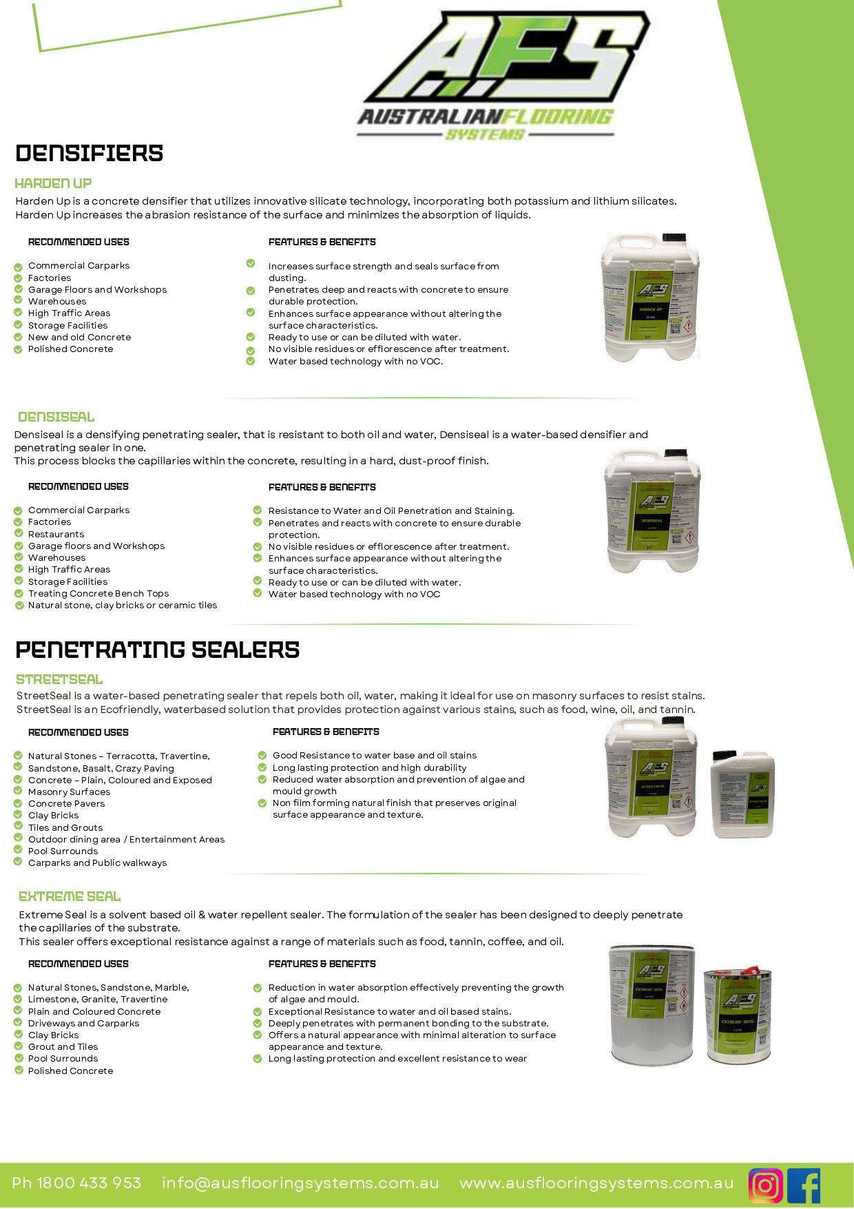 A Brochure for A Company Called Afs Shows a Variety of Products — Fraser Coast Waterproofing in Pialba, QLD