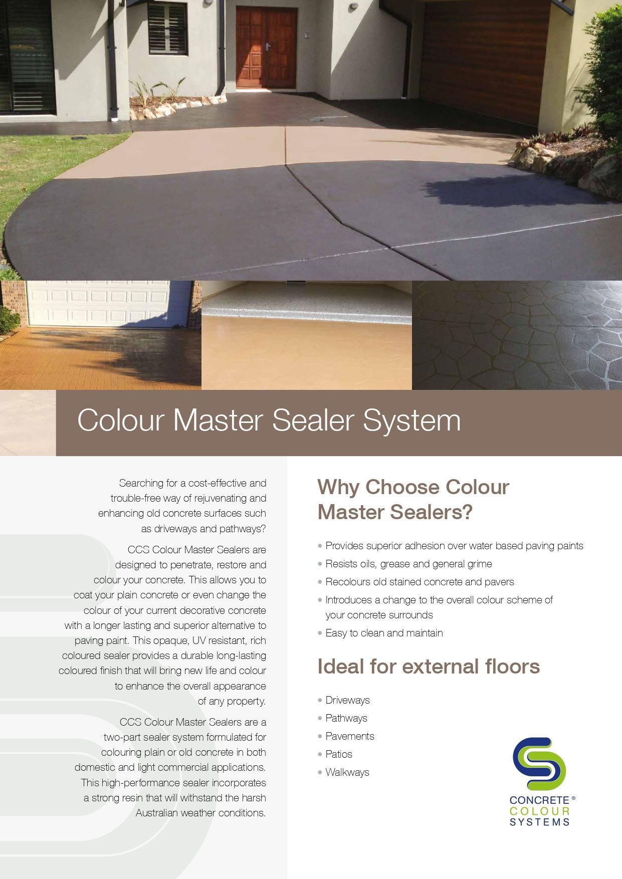 A Brochure for A Color Master Sealer System with A Picture of A Driveway — Fraser Coast Waterproofing in Pialba, QLD
