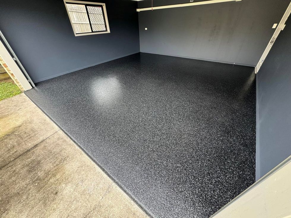 Dark Garage With Gray Epoxy Floor
