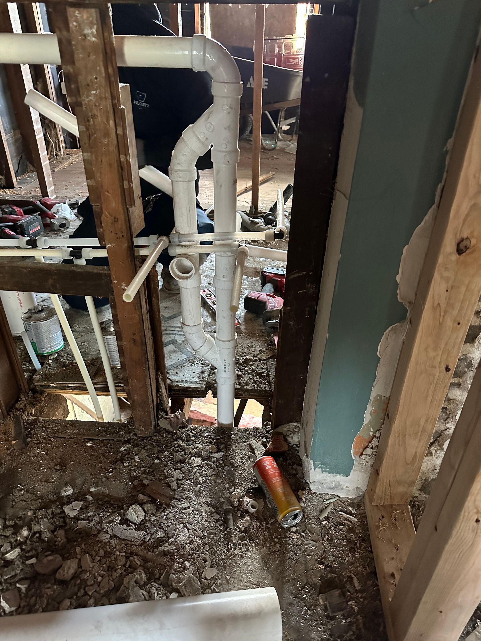 A room with a lot of pipes coming out of it.