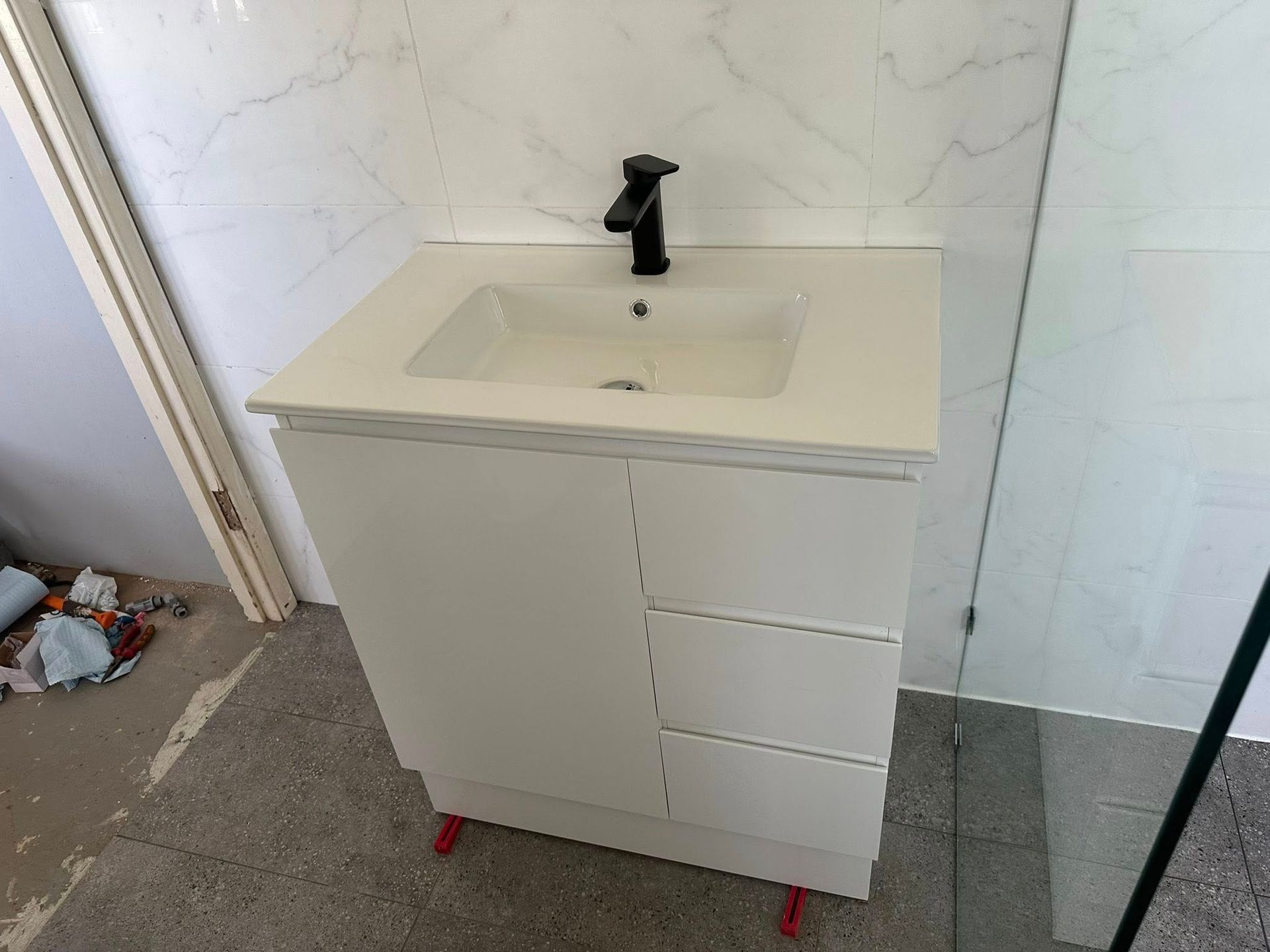 A White Bathroom Vanity — Chris Murphy Plumbing & Maintenance In Langley Vale, NSW