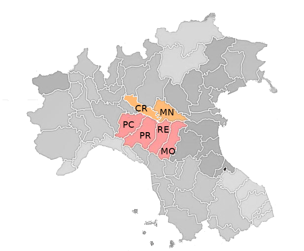 zone di competenza Piacenza, Parma, Reggio, Modena, Mantova, Cremona, Verona
