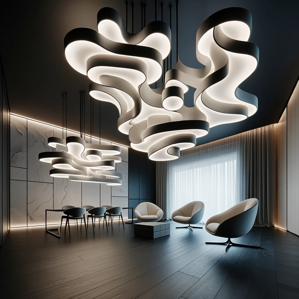 Stanza illuminata con led di design esempio illuminazione scultorea