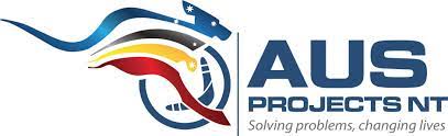 Logo of AUS Projects NT with a stylized blue kangaroo and text: