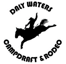 Daly Waters Campdraft & Rodeo logo: silhouette of a cowboy riding a bucking horse.