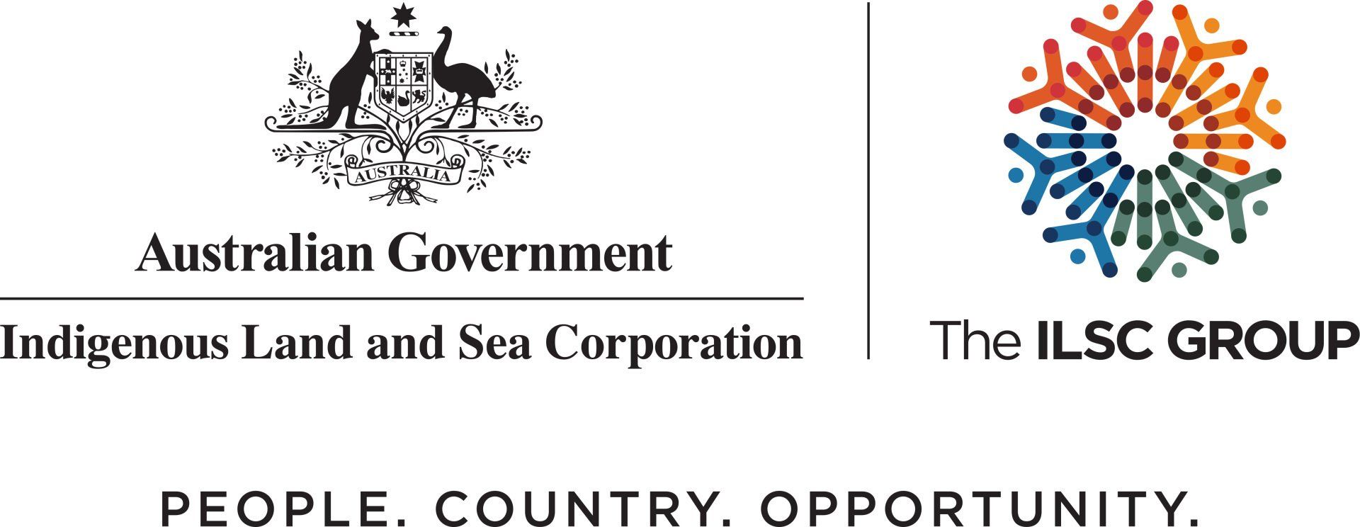 Logo of the Australian Government Indigenous Land and Sea Corporation: a coat of arms and the ILSC Group logo.