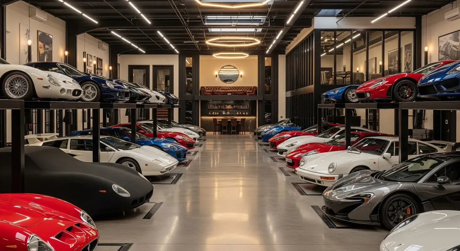 Luxury SUV car parked against a background of glass building