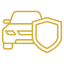 A car is protected by a shield.
