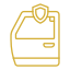 A line drawing of a car door with a shield on it.