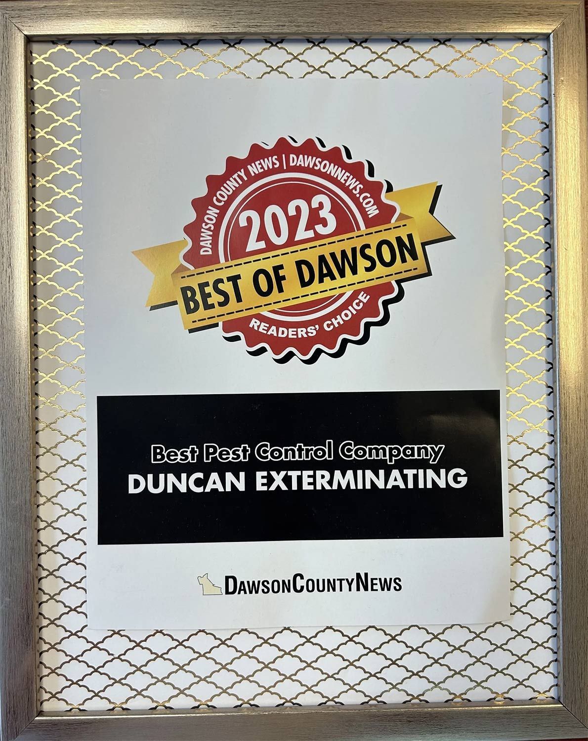 Business Award — Gainesville, GA — Duncan Exterminating Co.