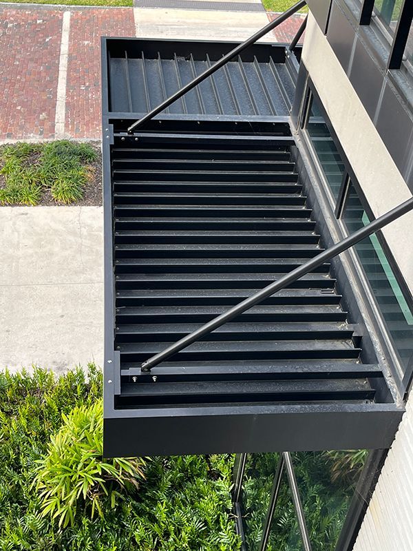 black powder coated awning shown from above