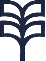 A dark blue, symmetrical, stylized icon of a tree or plant with two pairs of upward-curving branches.