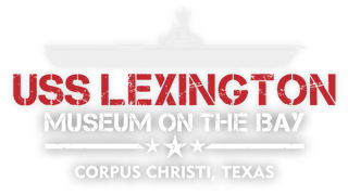 The logo for the uss lexington museum on the bay in corpus christi , texas.