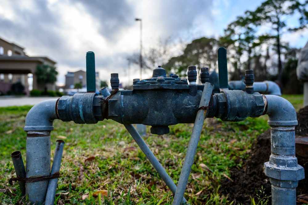 Water Meter with Pipes on Green Grass, Outdoors — Weav Plumbed in Emerald, QLD