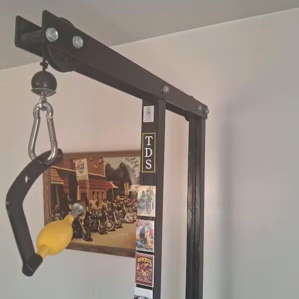 Yellow 3D printed lemon on a bracket pully system