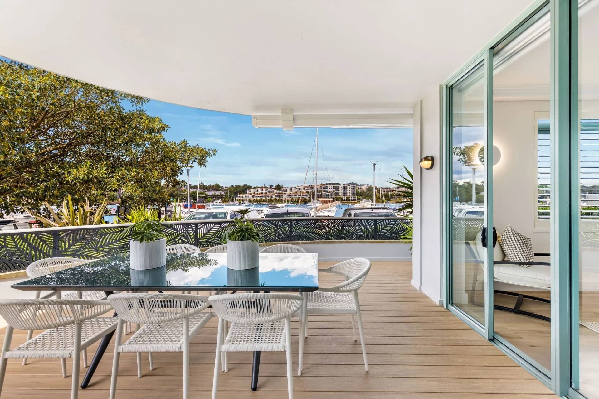 Outdoor Dining Area Overlooking a Marina — ATH Projects in Kirrawee, NSW