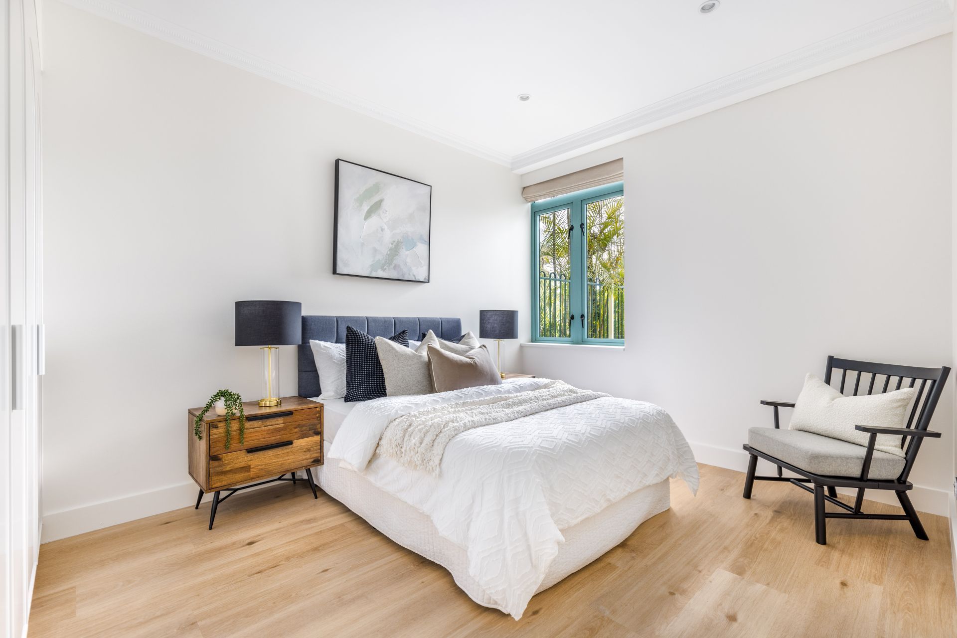 Bedroom With Bed, Nightstands, Chair, and Window — ATH Projects in Drummoyne, NSW