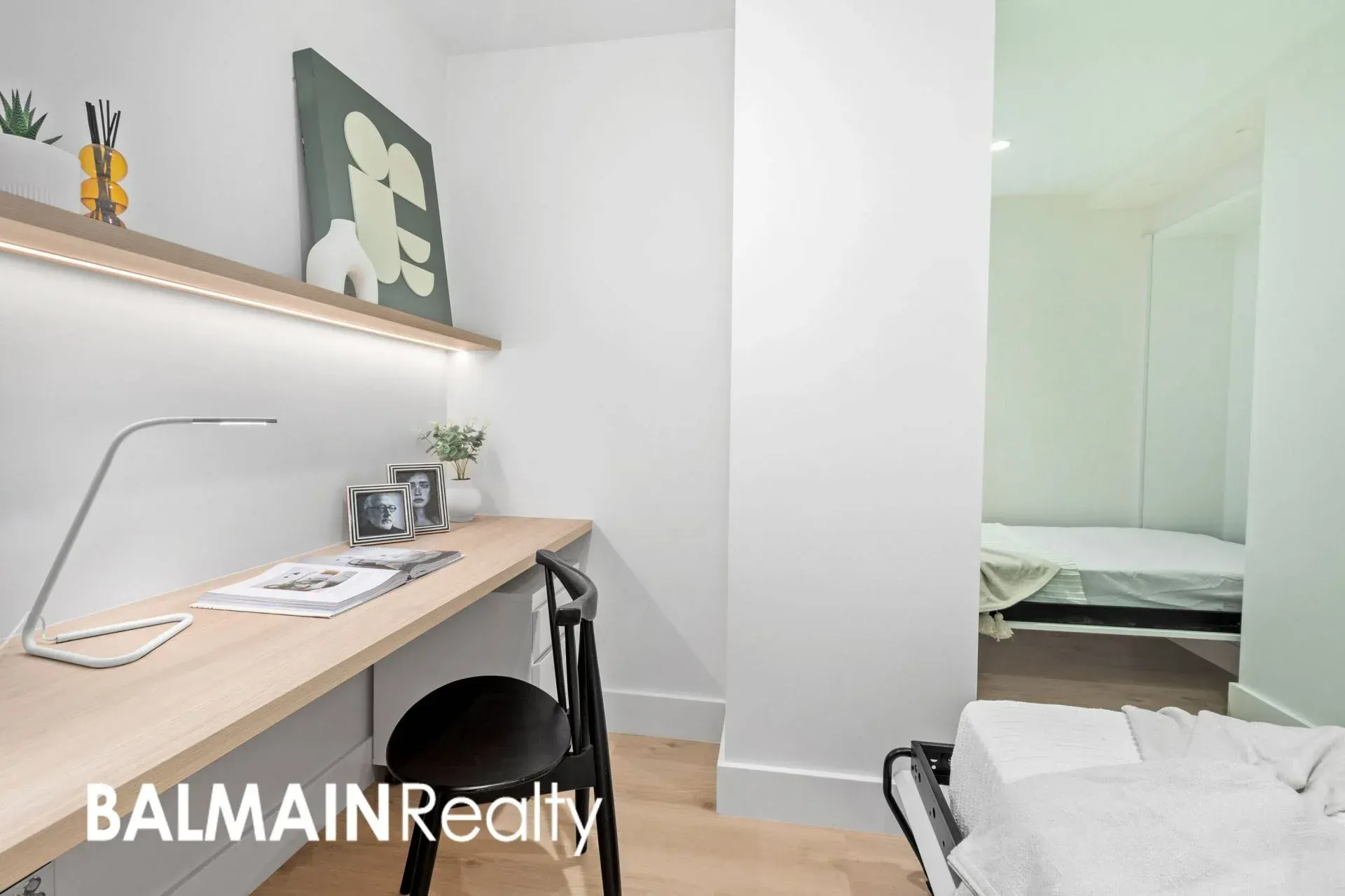 A Small Home Office With Desk, Chair, and Art — ATH Projects in Drummoyne, NSW