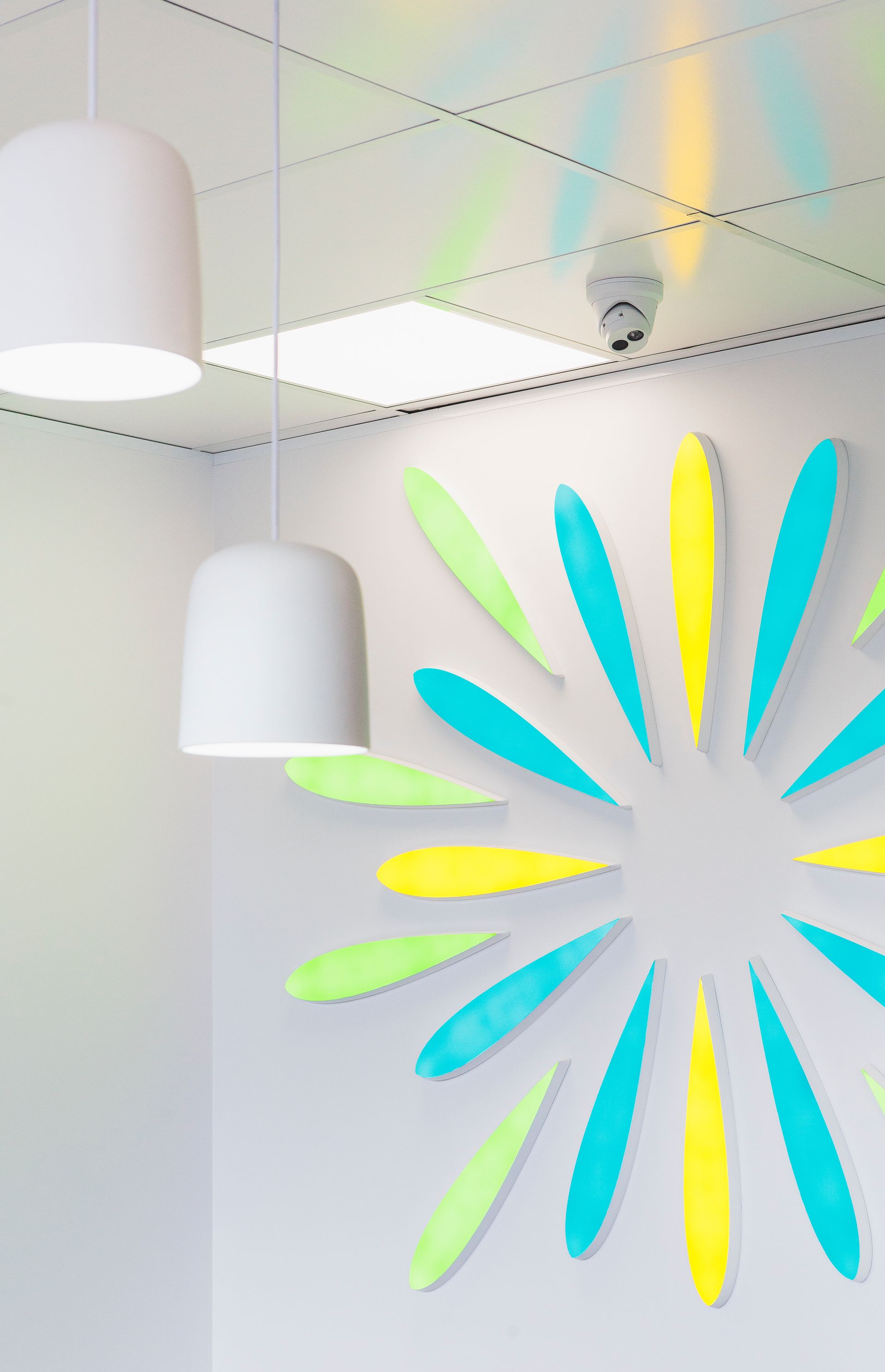 White Wall With Decorative Daisy Design — ATH Projects in Kirrawee, NSW