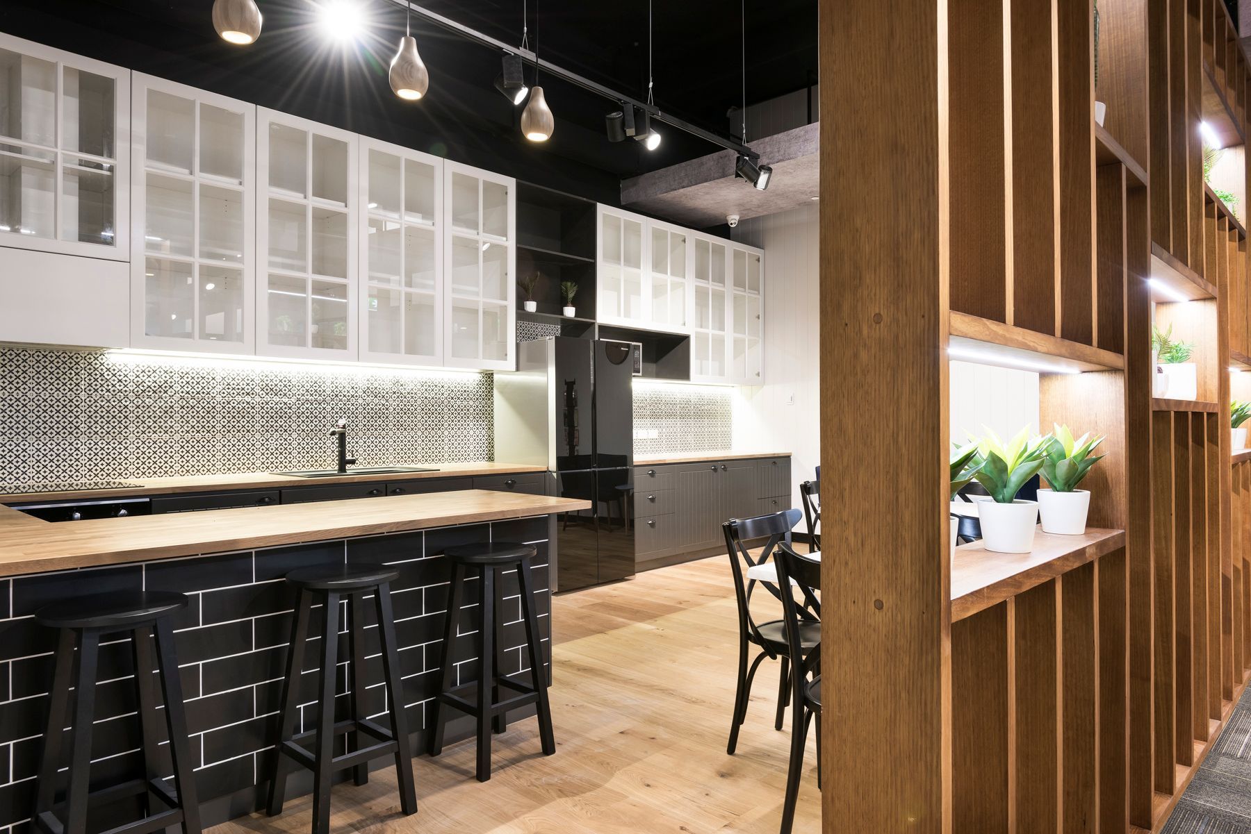 Modern Kitchen With Black and White Cabinets — ATH Projects in Kirrawee, NSW