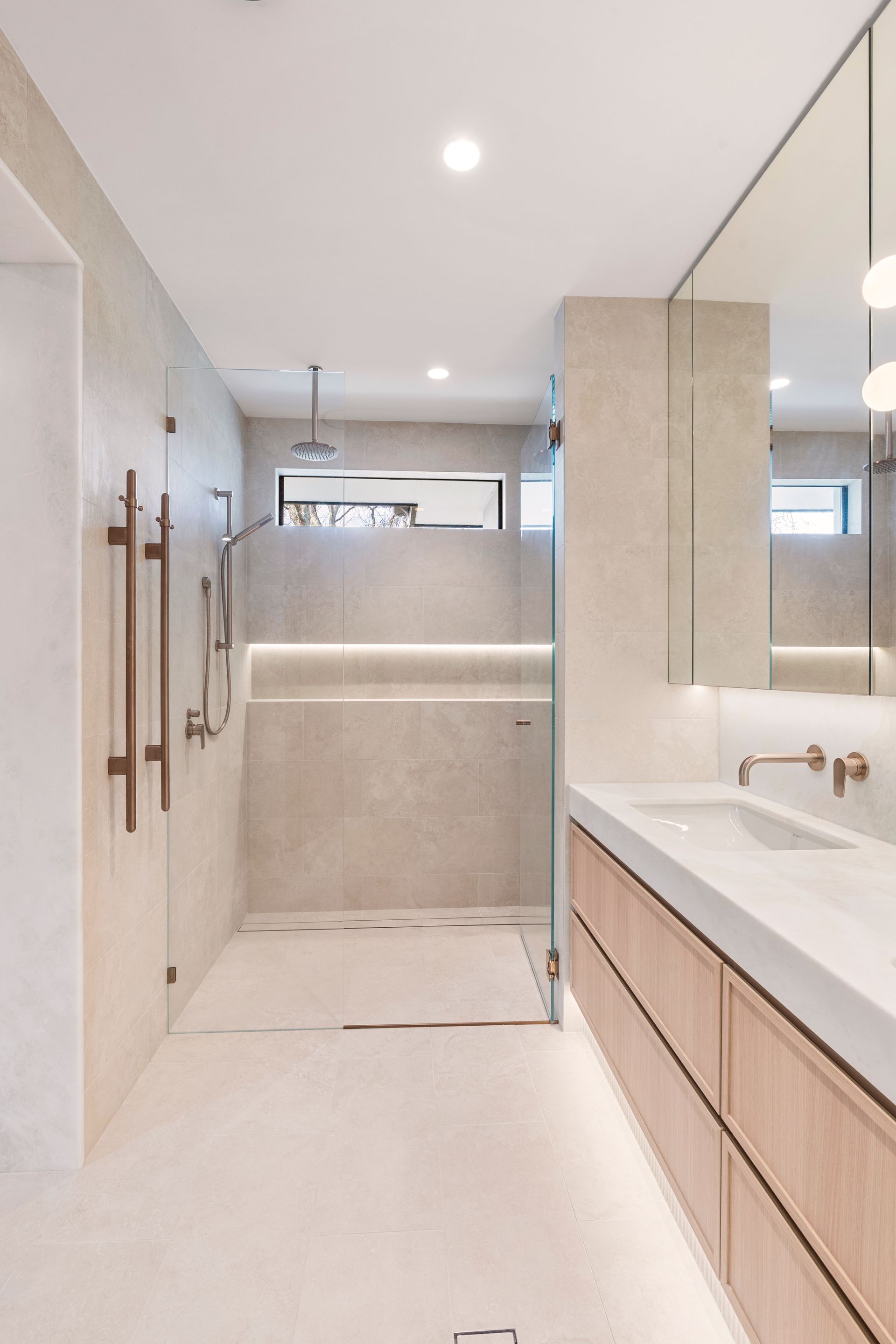 Modern Bathroom With a Walk-in Shower — ATH Projects in Yowie Bay, NSW